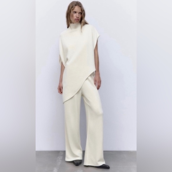 ZARA Set - Ecru Soft Dart Pants (PANTS ONLY) - Picture 2 of 4
